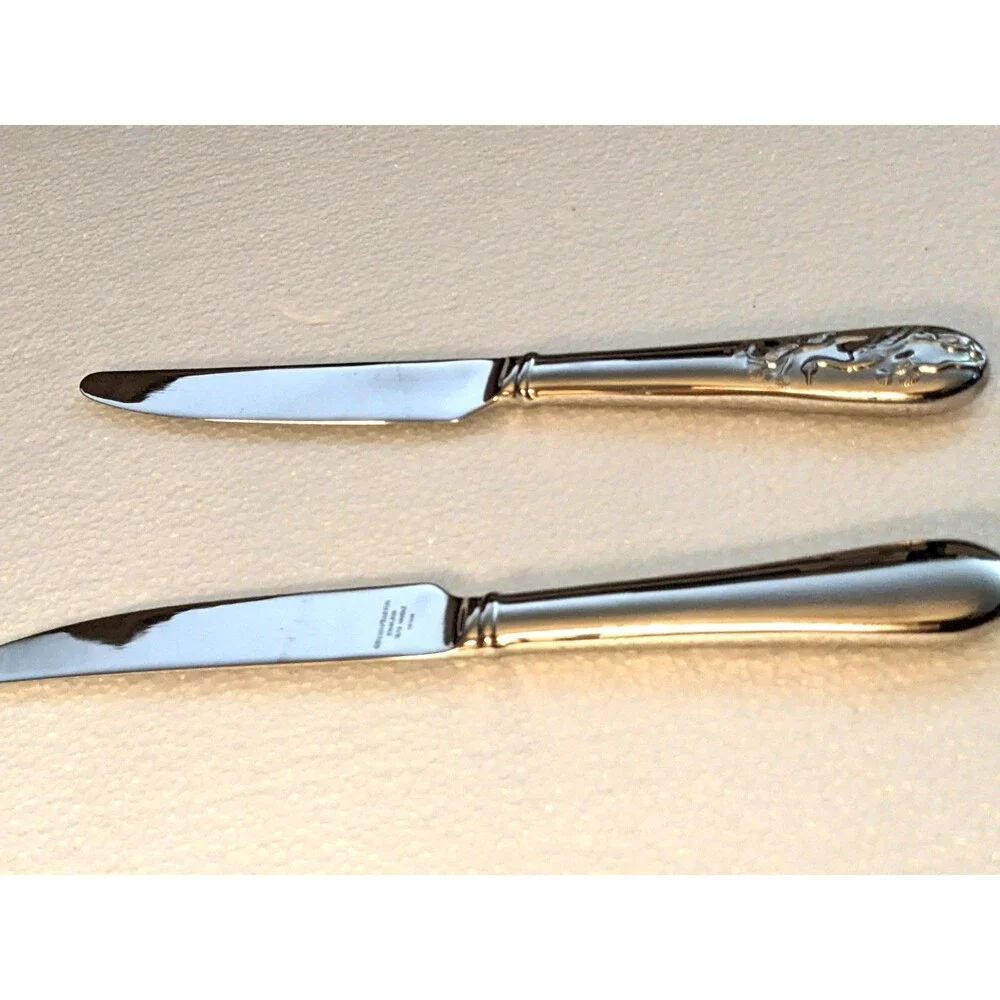 2 Reed & Barton Asian Birds French Hollow Dinner Knife 9 5/8